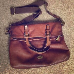 Fossil fold over crossbody leather bag